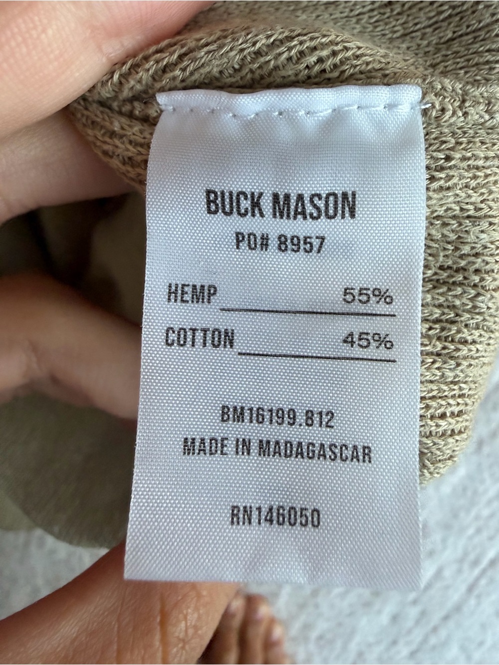 Buck Mason Hemp-Cotton Knit Pocket Tee — Size Small - Picture 5 of 5